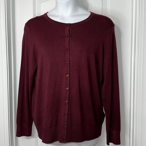 Charter Club Button Burgundy Cardigan Sweater  NWT